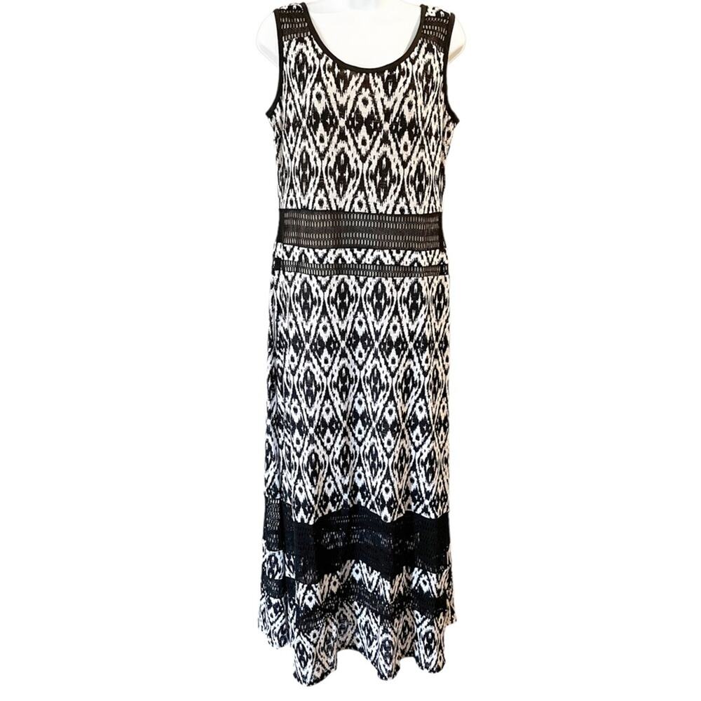 Nine West Sleeveless Black and White Patterned Maxi Dress Size 12 - Picture 12 of 12